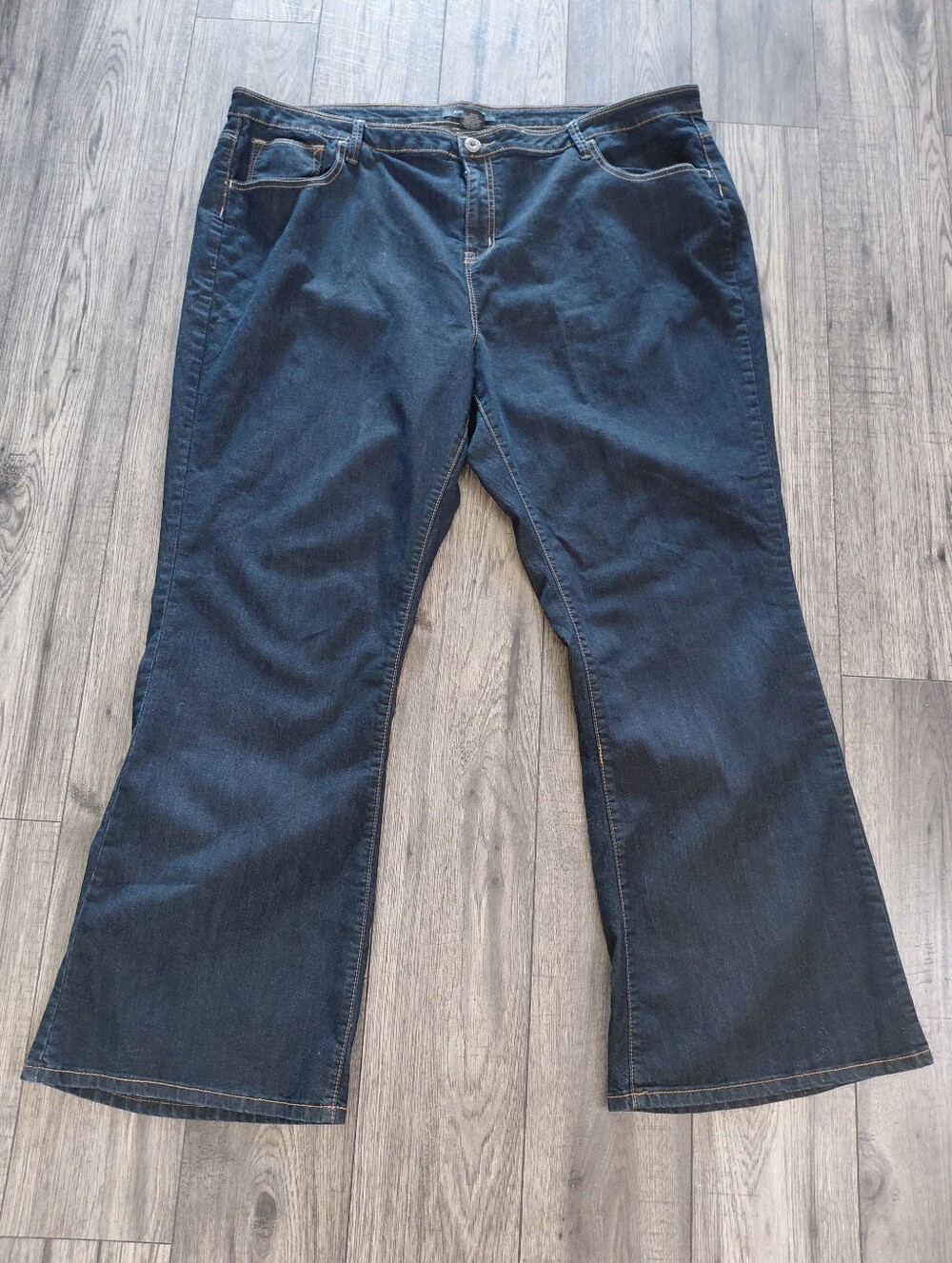 Womens Ashley Stewart Dark Blue Wide Leg Jeans Sz 26